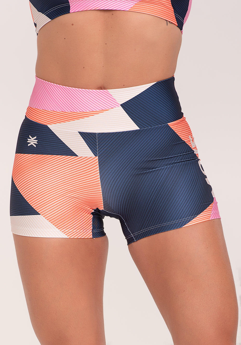 Short Fitness Feminino Estampado Strip Azul Printed Dlk