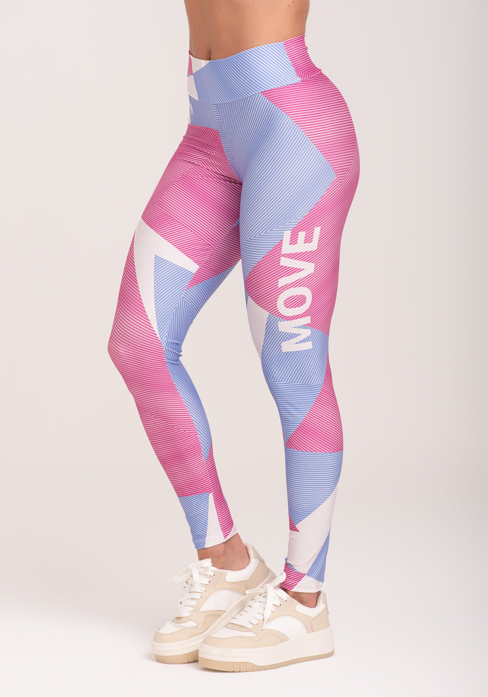 Legging Fitness Feminina Estampada Strip Rosa Printed Dlk