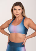 Top Fitness Feminino Estampado Win Lilás Printed Dlk