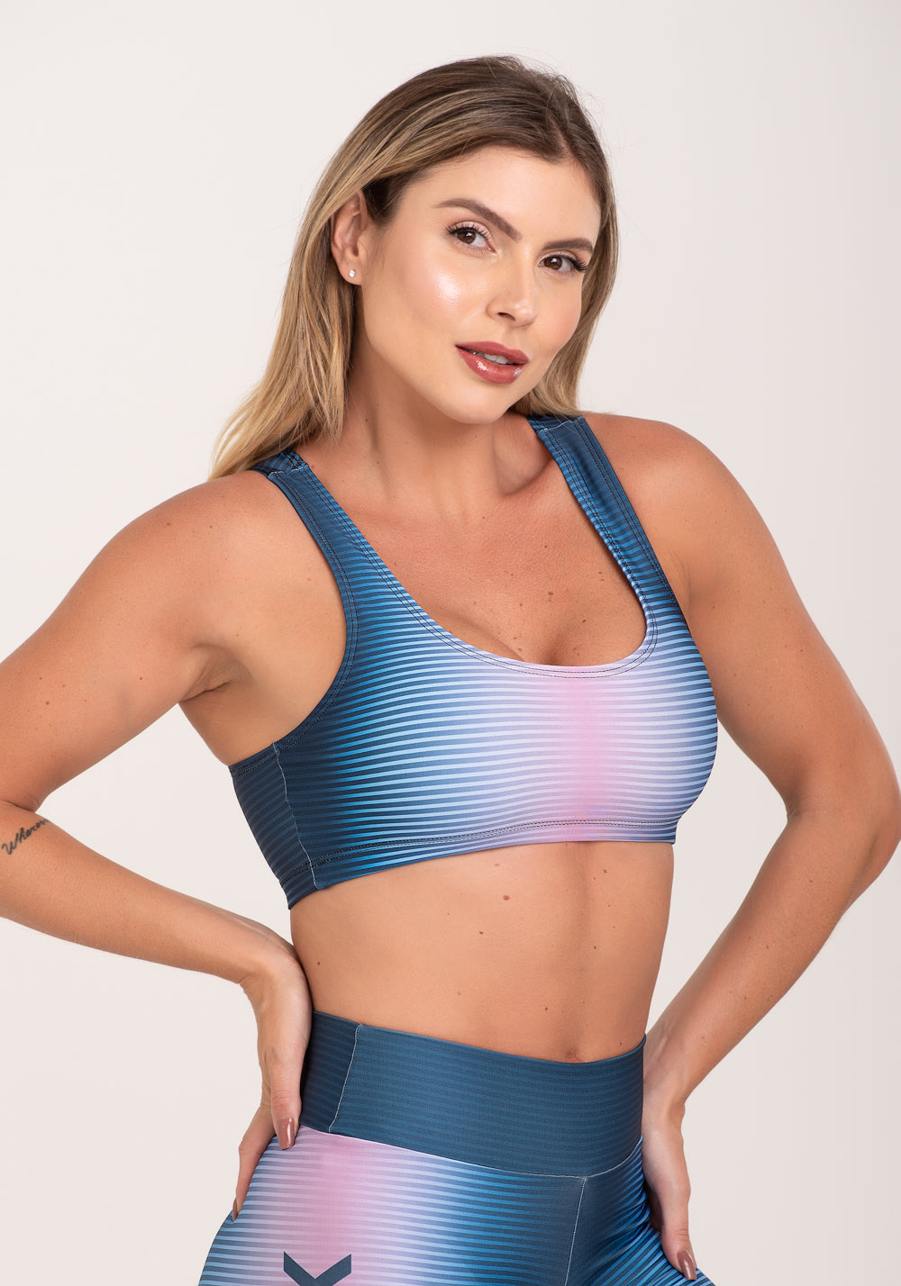 Top Fitness Feminino Estampado Win Lilás Printed Dlk