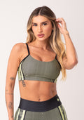 Top Fitness Feminino Com Bojo Estampado Strong Verde Printed Dlk