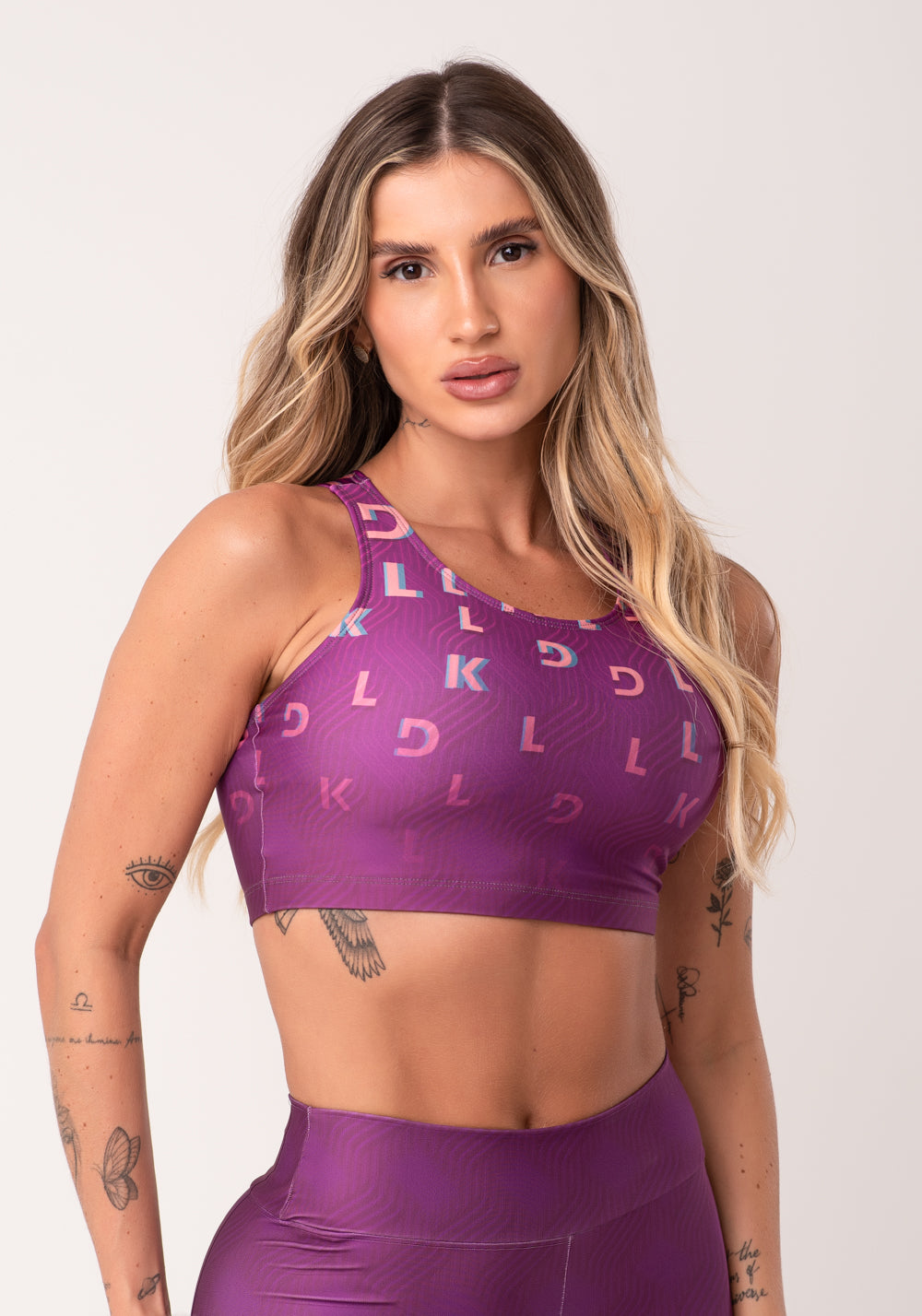 Top Fitness Feminino Nadador Estampado Move Rosa Printed Dlk