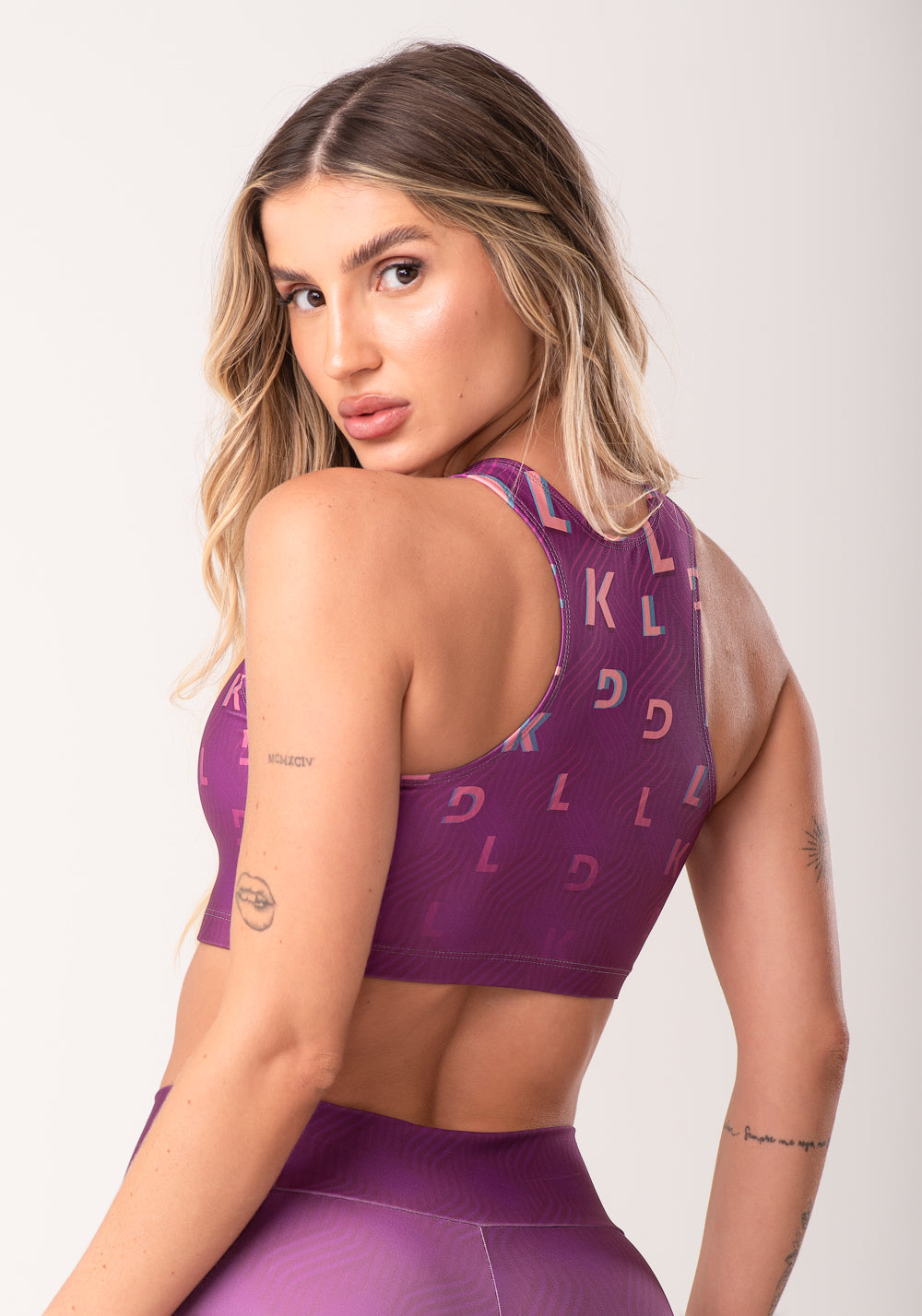 Top Fitness Feminino Nadador Estampado Move Rosa Printed Dlk