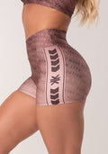 Short Fitness Feminino Estampado Authentic Marrom Printed Dlk