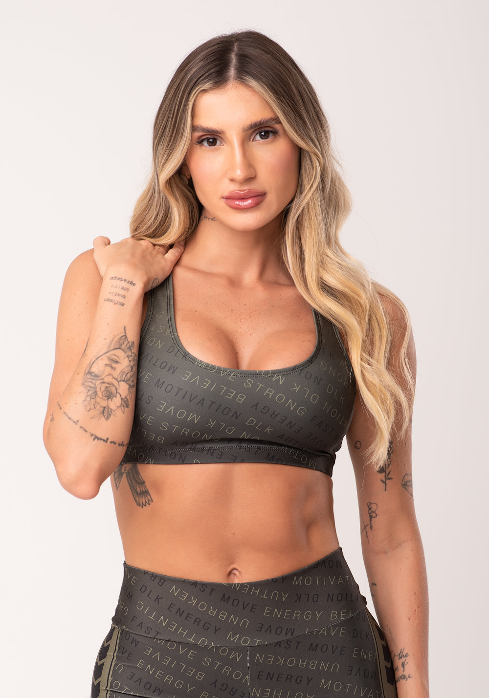 Top Fitness Feminino Estampado Authentic Verde Printed Dlk