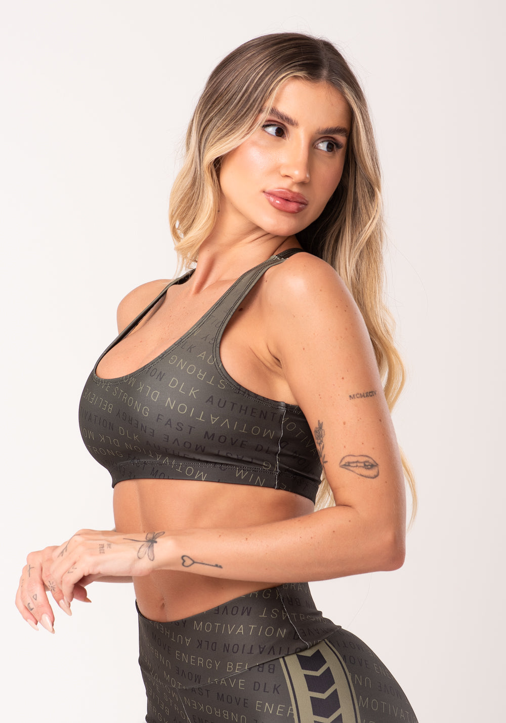 Top Fitness Feminino Estampado Authentic Verde Printed Dlk
