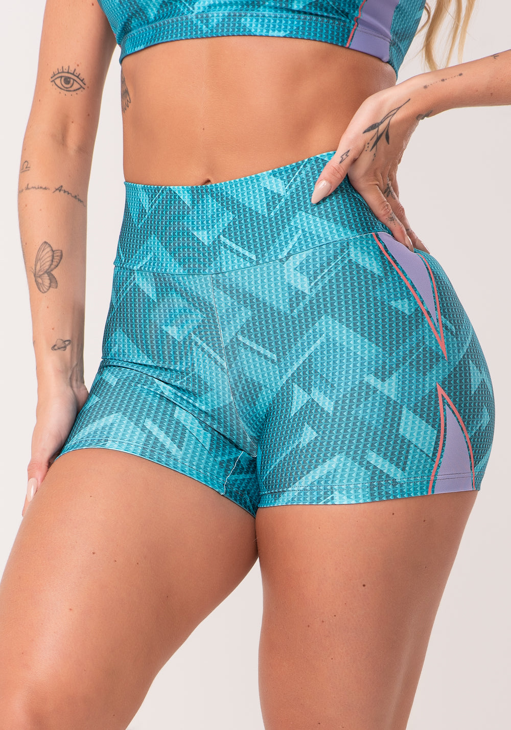 Short Fitness Feminino Estampado Brave Verde Printed Dlk