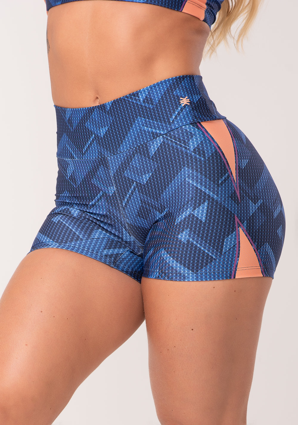 Short Fitness Feminino Estampado Brave Azul Printed Dlk