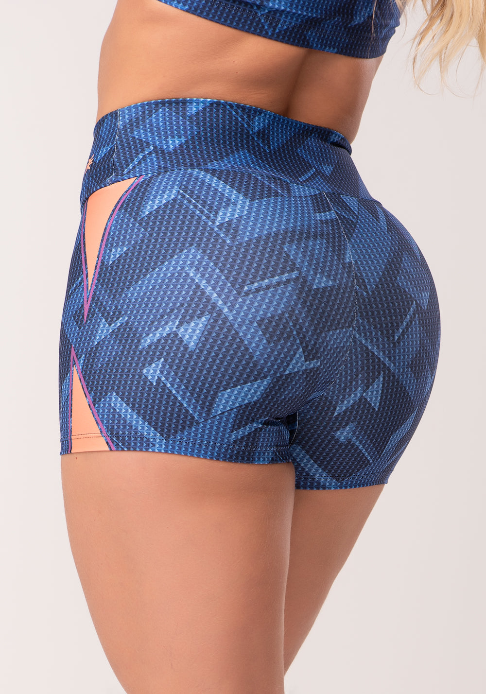 Short Fitness Feminino Estampado Brave Azul Printed Dlk