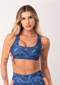 Top Fitness Feminino Estampado Brave Azul Printed Dlk