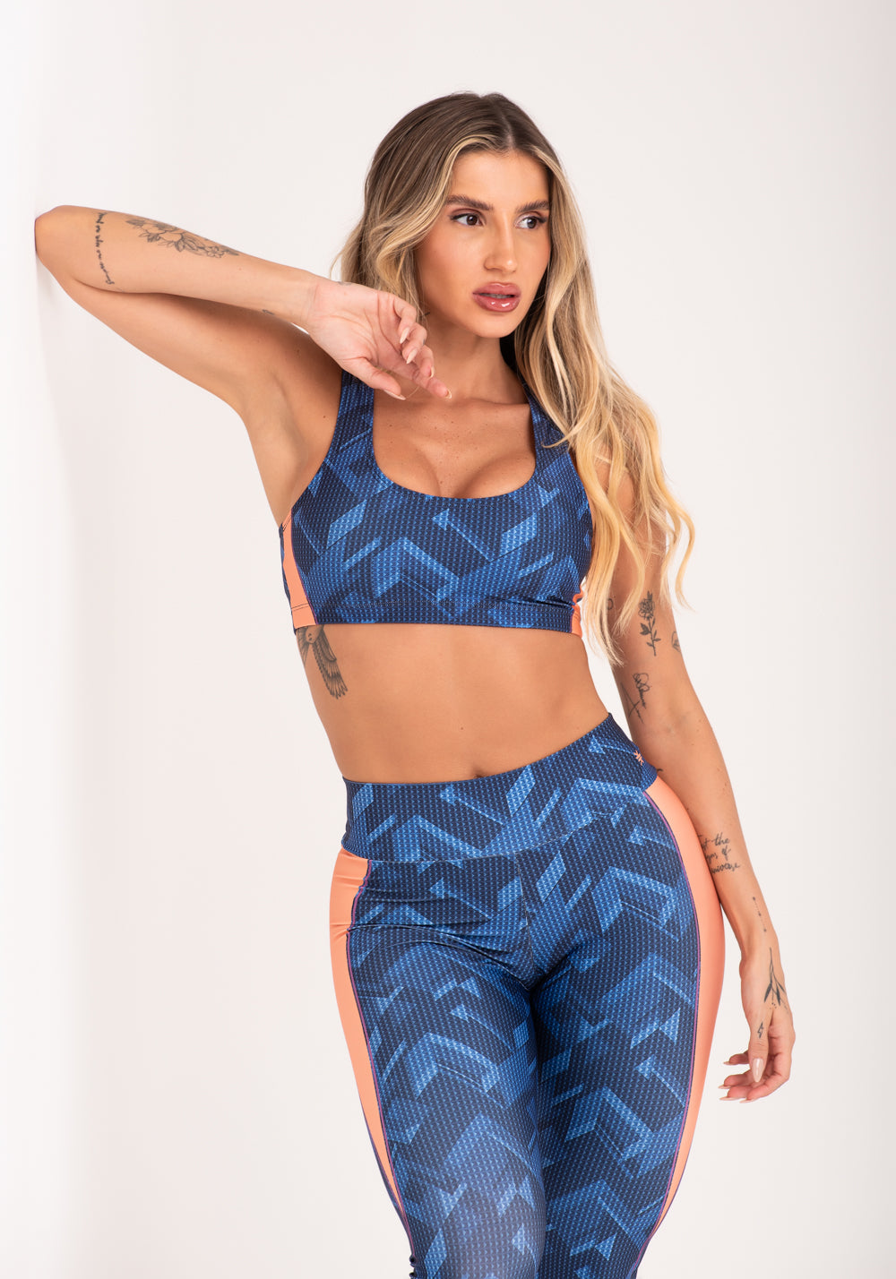 Top Fitness Feminino Estampado Brave Azul Printed Dlk