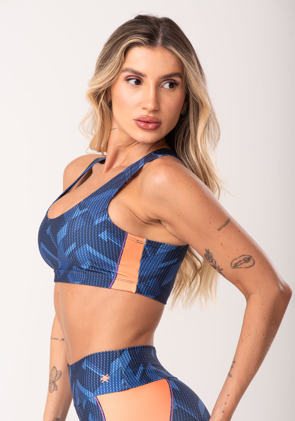 Top Fitness Feminino Estampado Brave Azul Printed Dlk