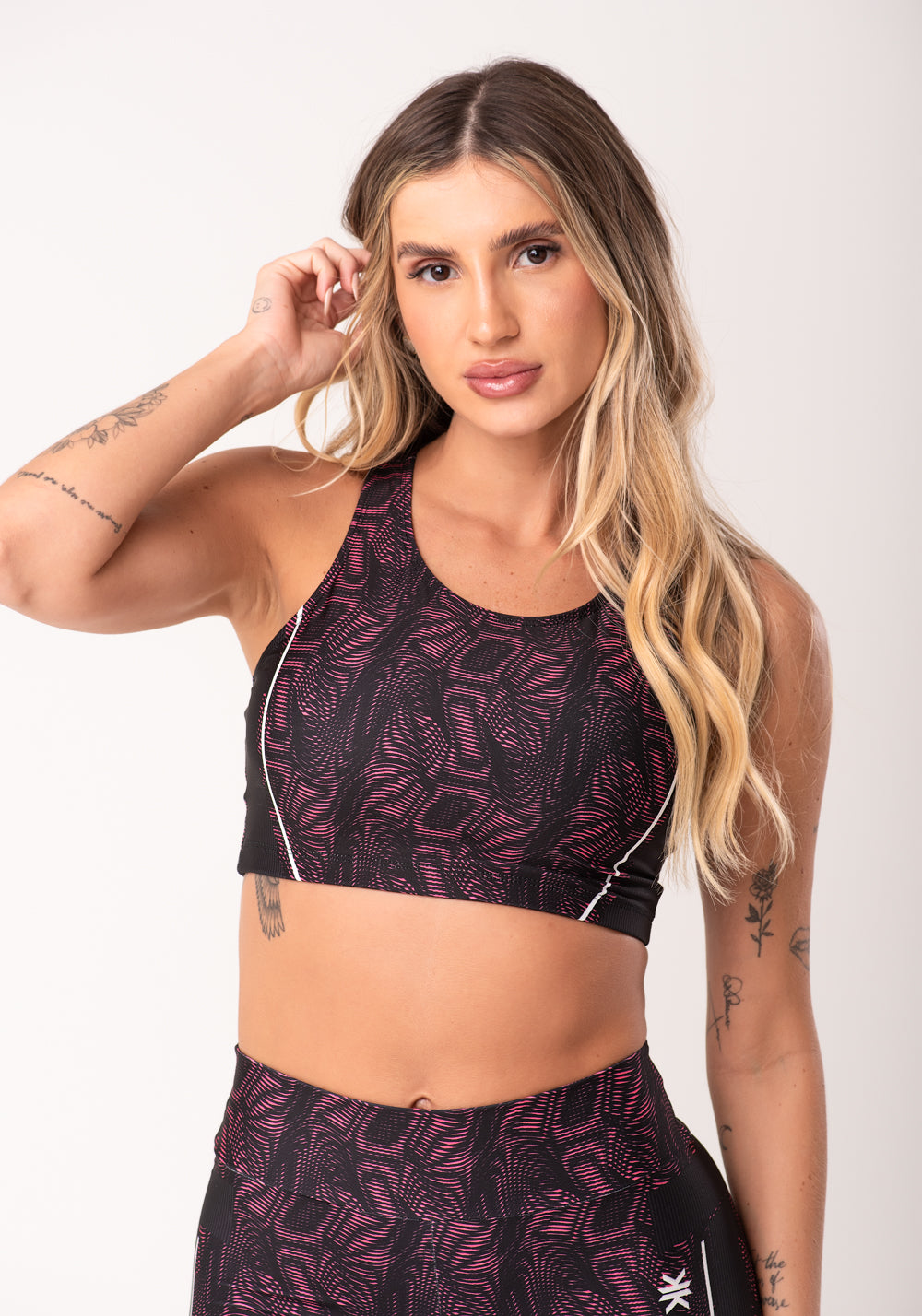 Top Fitness Feminino Nadador Estampado Energy Rosa Printed Dlk