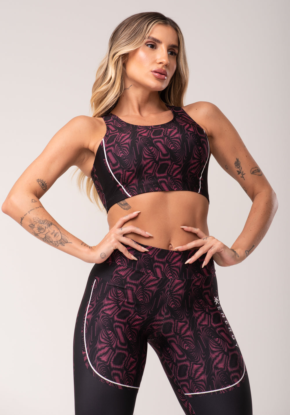 Top Fitness Feminino Nadador Estampado Energy Rosa Printed Dlk