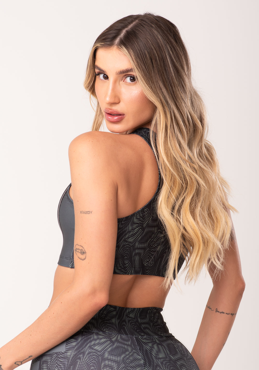 Top Fitness Feminino Nadador Estampado Energy Verde Printed Dlk