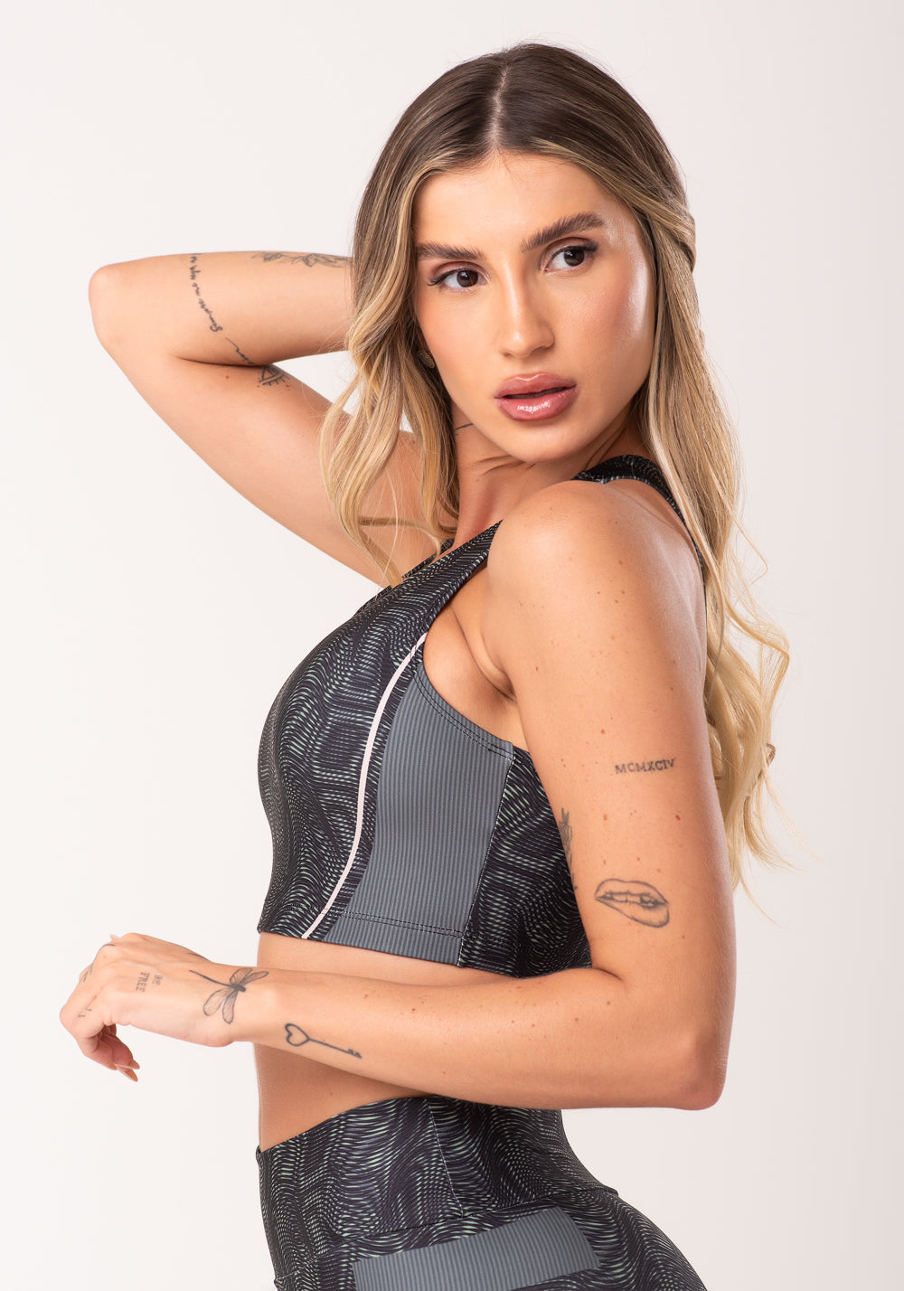 Top Fitness Feminino Nadador Estampado Energy Verde Printed Dlk