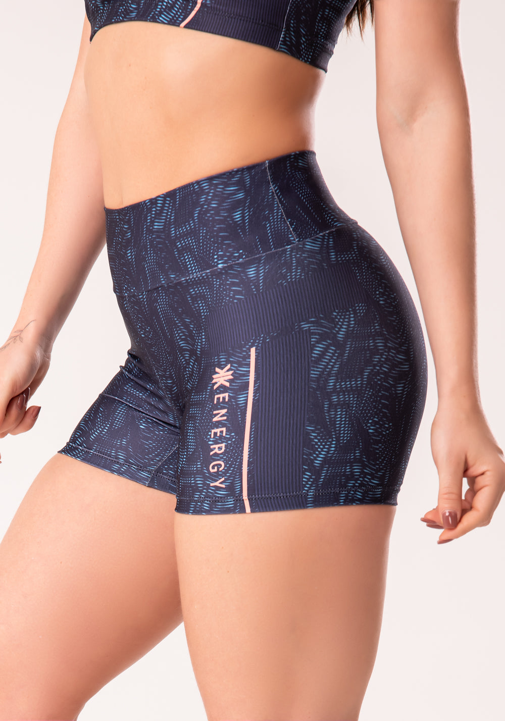 Short Fitness Feminino Estampado Energy Azul Printed Dlk