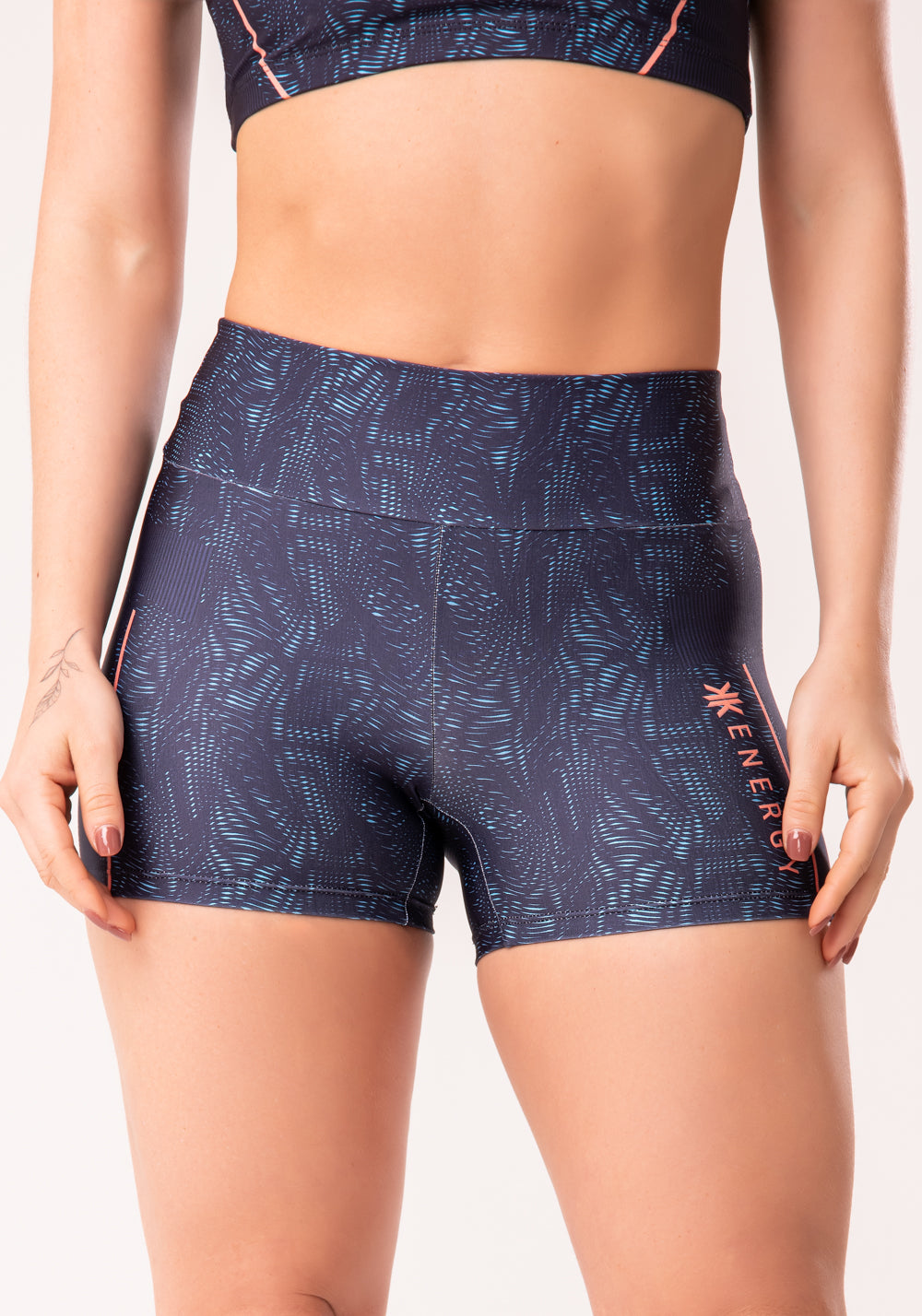 Short Fitness Feminino Estampado Energy Azul Printed Dlk