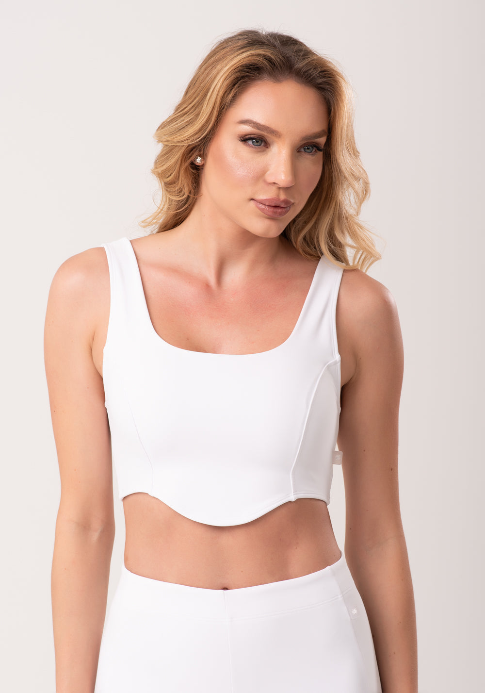 Top Corselet Fitness Feminino Branco New Age Dlk