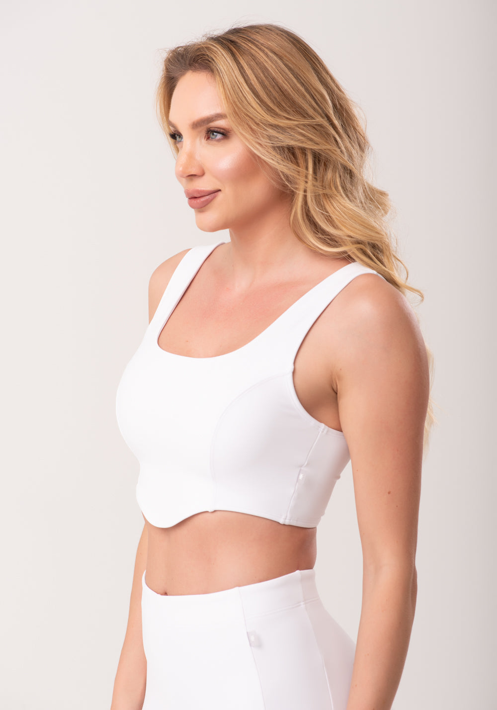 Top Corselet Fitness Feminino Branco New Age Dlk