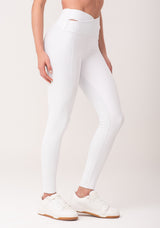 Legging Fitness Feminina Branco Com Cós Transpassado New Age Dlk