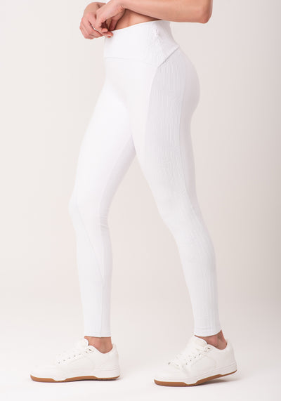 Legging Fitness Feminina Branco Com Recortes New Age Dlk