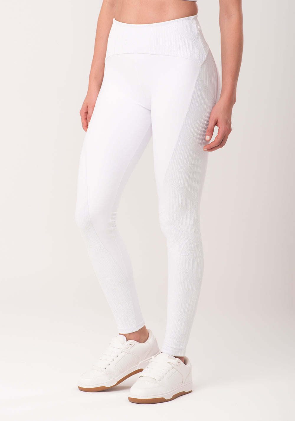 Legging Fitness Feminina Branco Com Recortes New Age Dlk