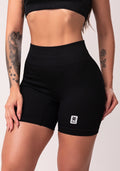 Bermuda Fitness Feminina Preto Com Cós Alto Texturizada Seamless Dlk