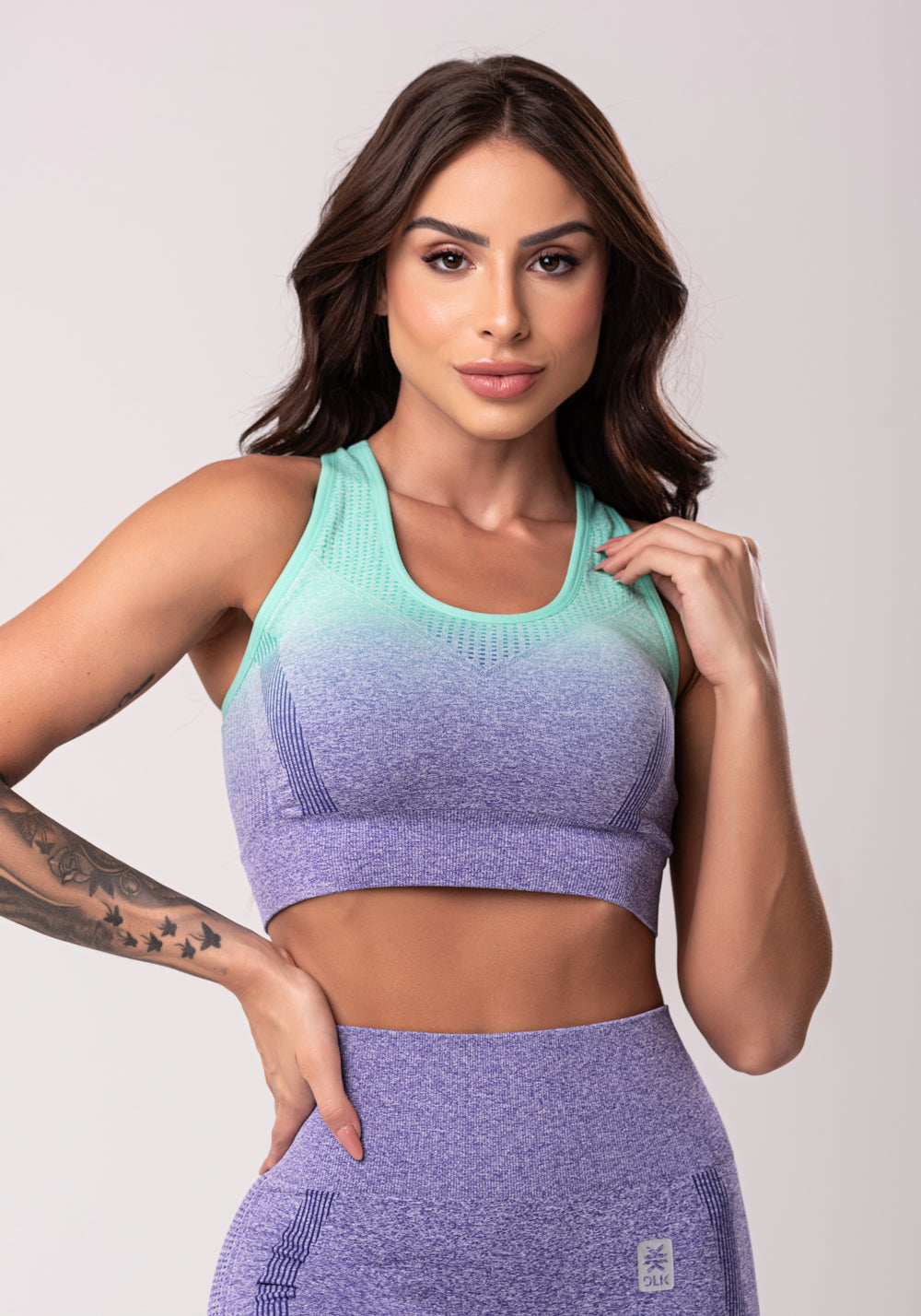 Top Fitness Feminino Degradê Modelo Nadador Seamless Dlk