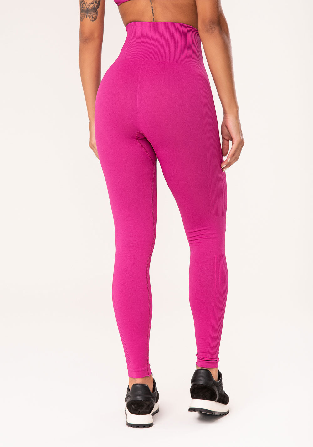 Legging Fitness Feminina Fúcsia Com Recorte Canelado Seamless Dlk