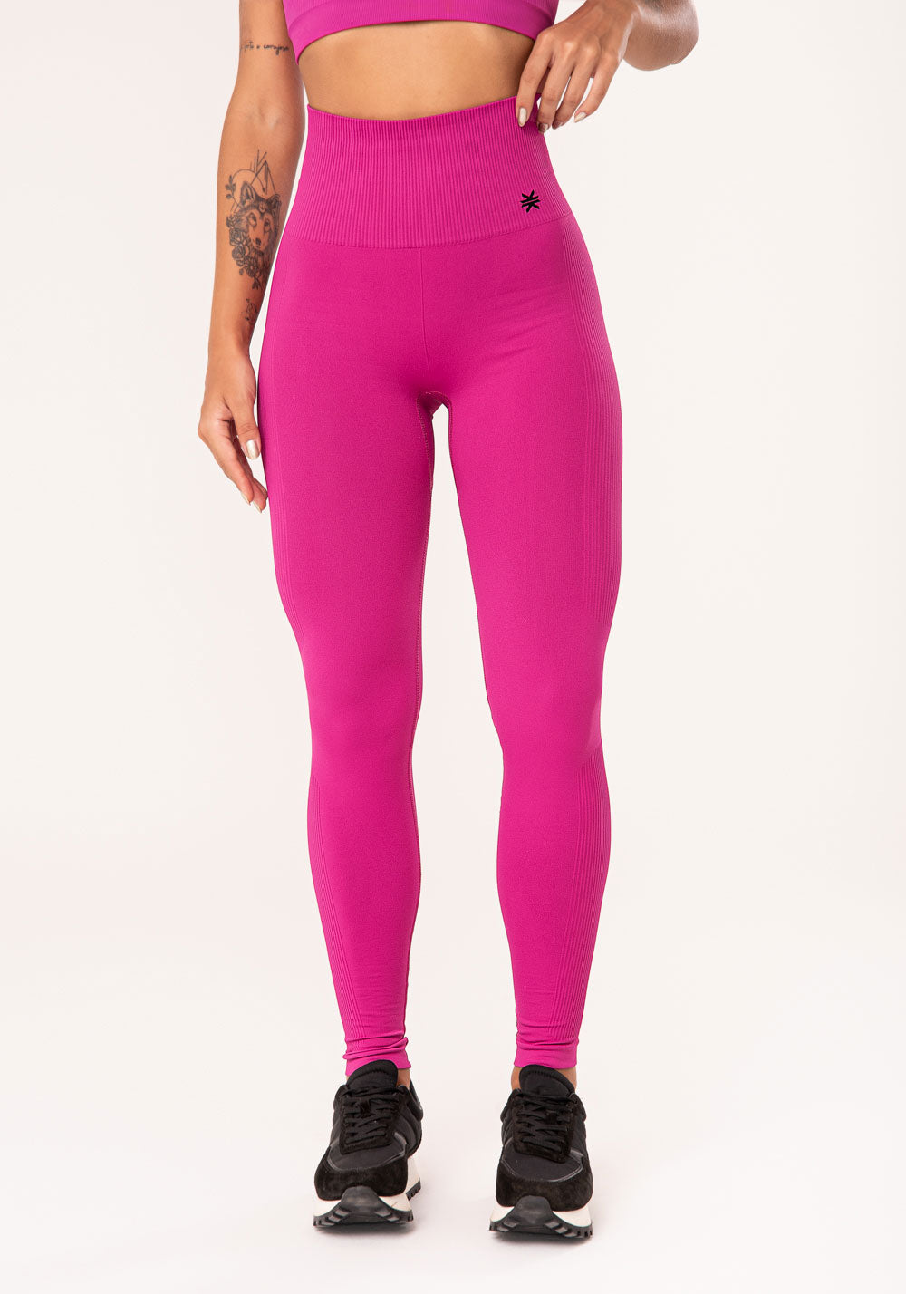 Legging Fitness Feminina Fúcsia Com Recorte Canelado Seamless Dlk