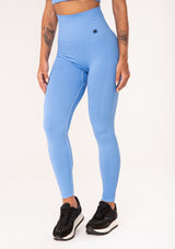 Legging Fitness Feminina Azul Claro Com Recorte Canelado Seamless Dlk