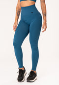 Legging Fitness Feminina Azul Petróleo Com Recorte Canelado Seamless Dlk