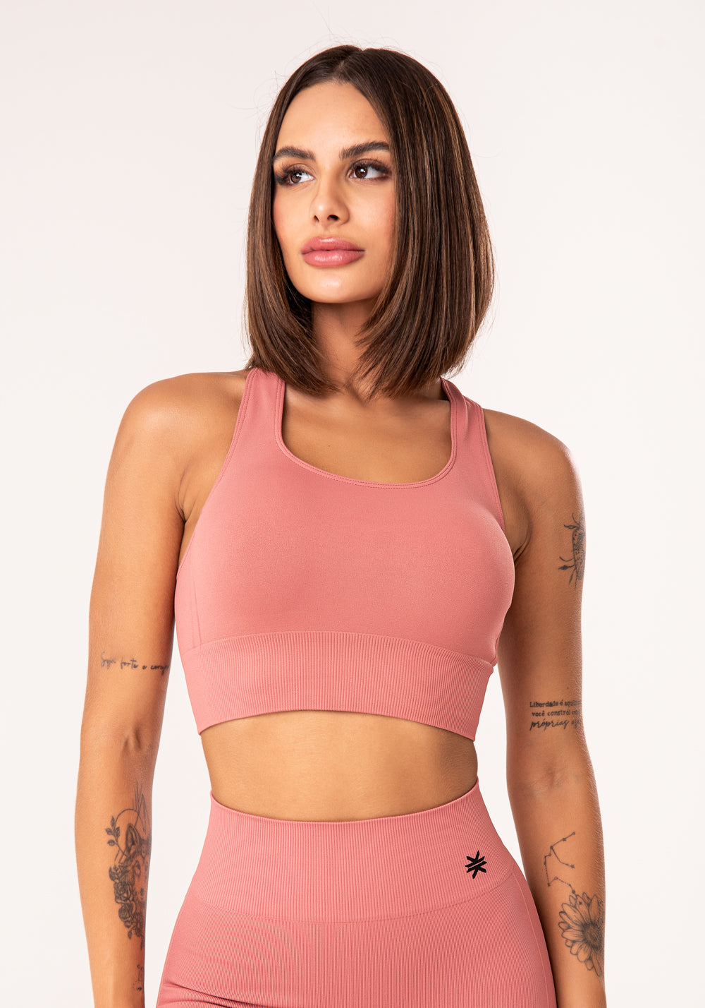 Top Fitness Feminino Goiaba Modelo Nadador Seamless Dlk
