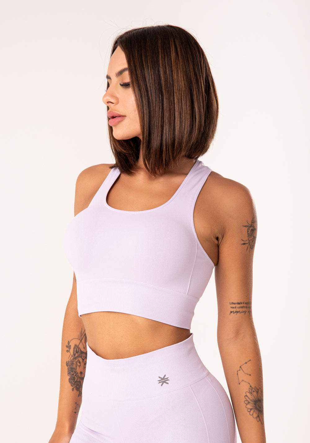Top Fitness Feminino Lilás Modelo Nadador Seamless Dlk