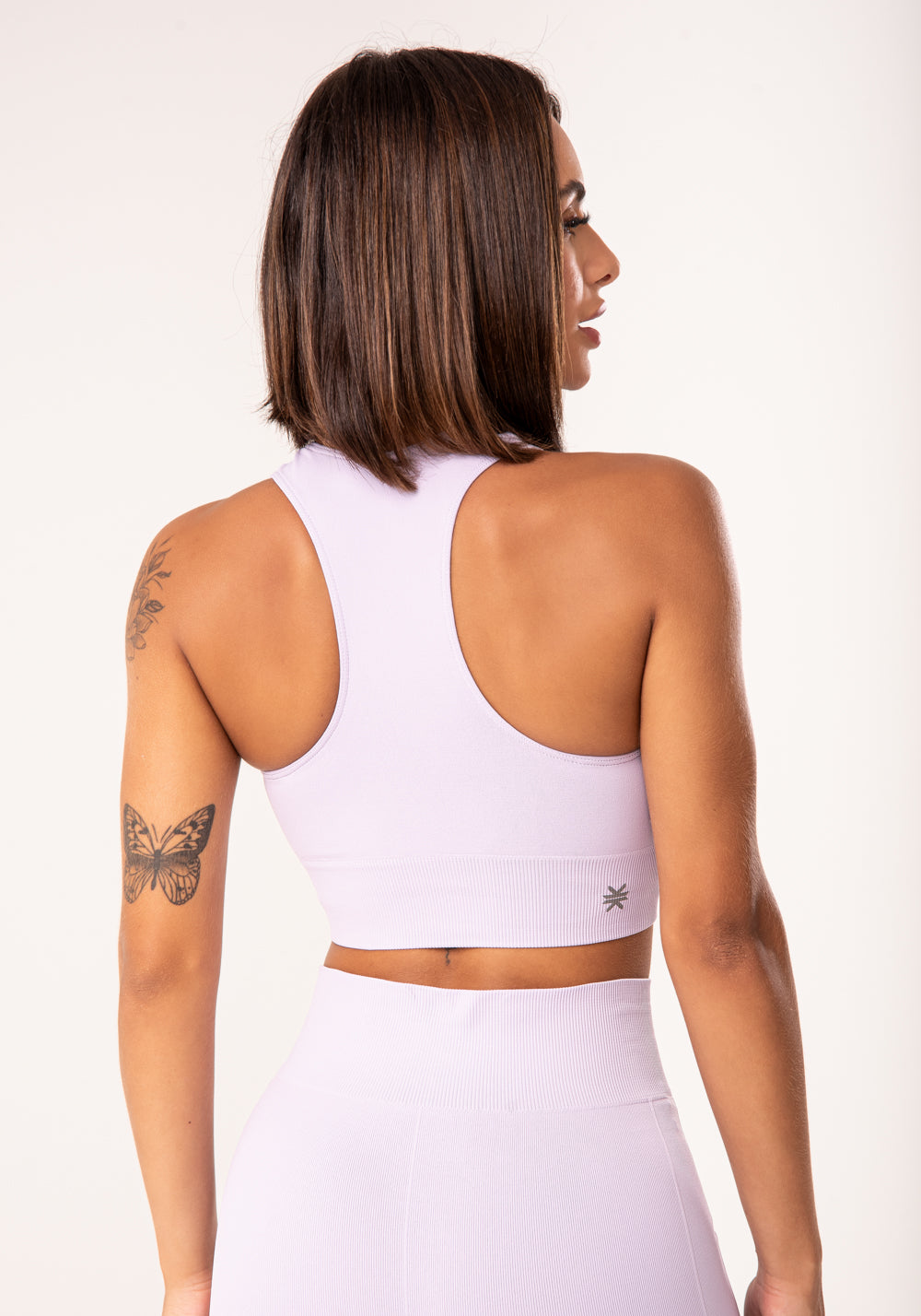 Top Fitness Feminino Lilás Modelo Nadador Seamless Dlk