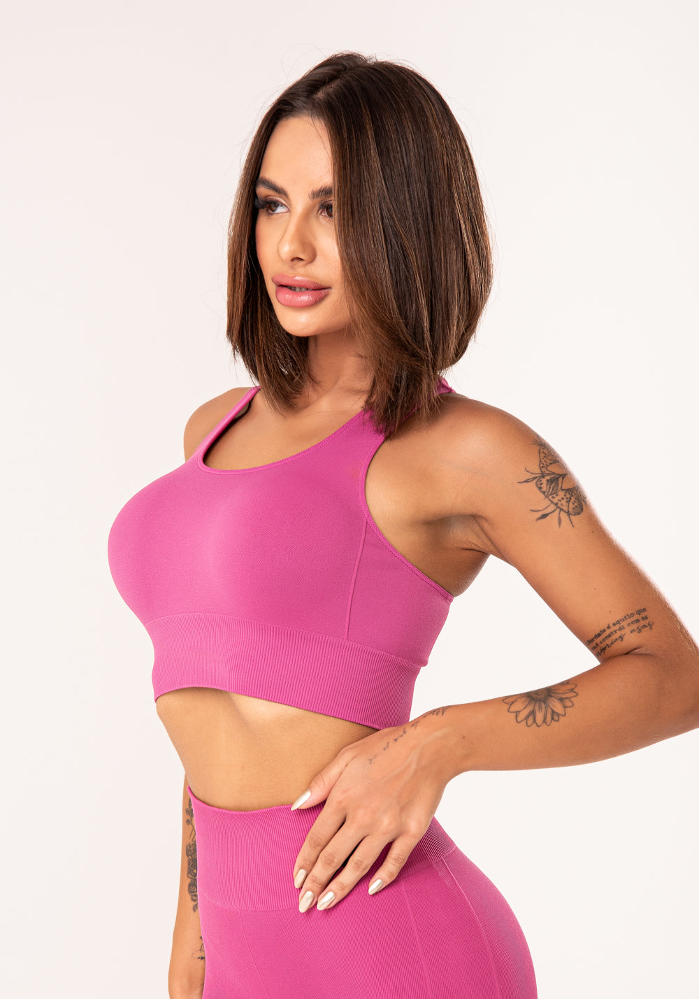 Top Fitness Feminino Rosa Modelo Nadador Seamless Dlk
