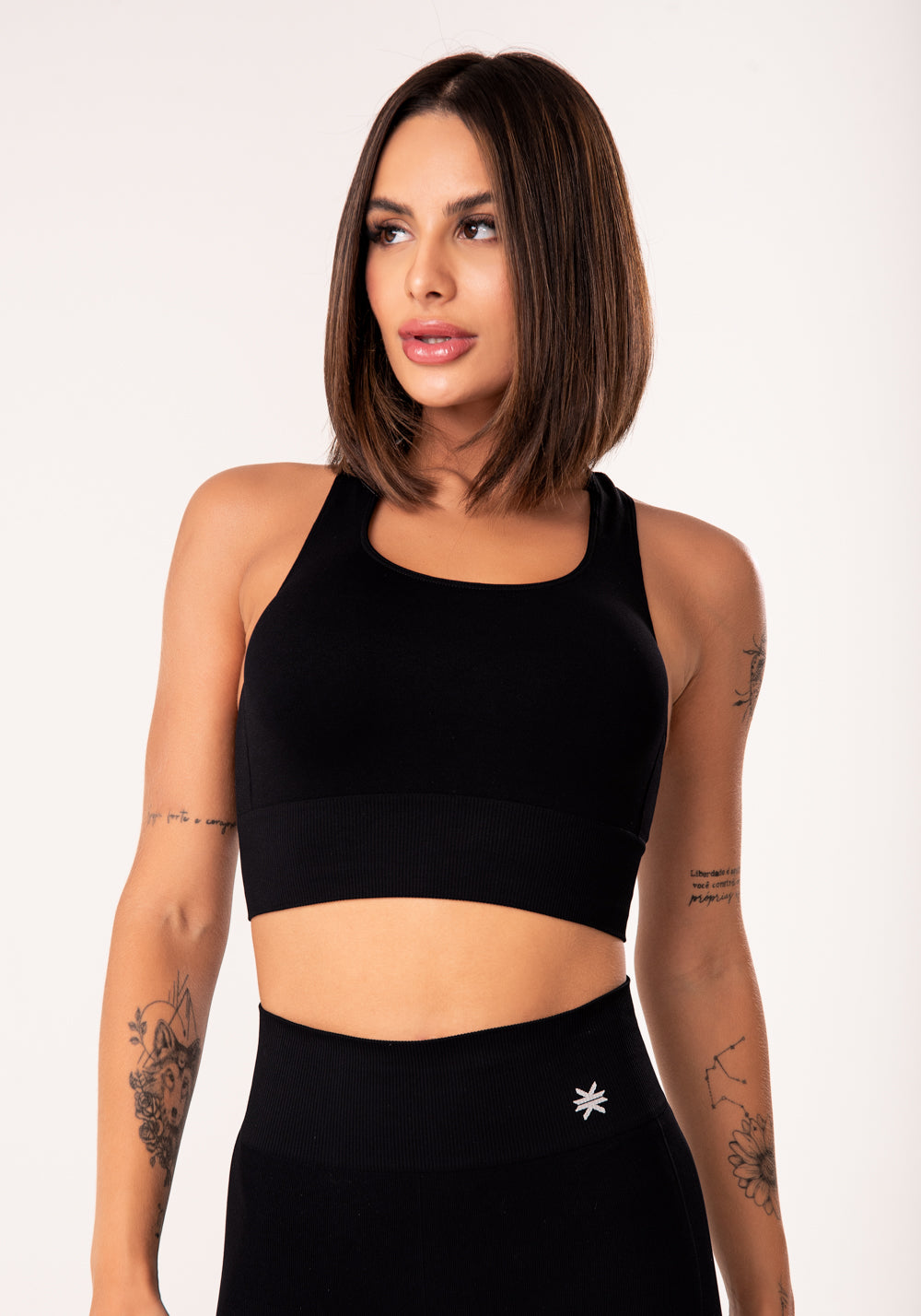 Top Fitness Feminino Preto Modelo Nadador Seamless Dlk
