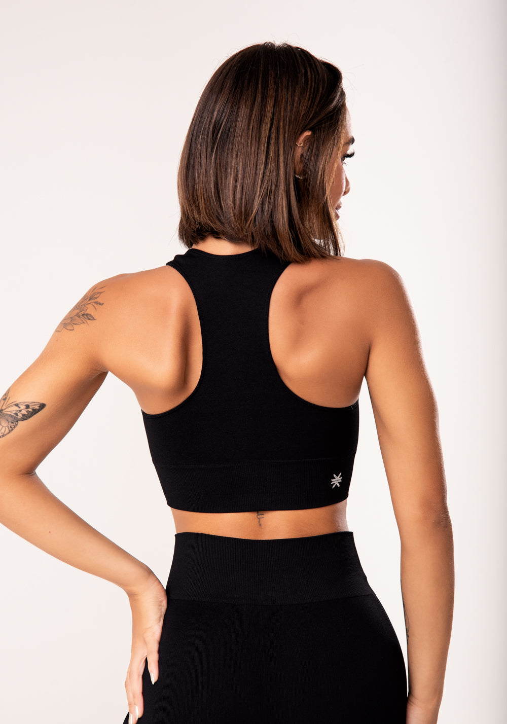 Top Fitness Feminino Preto Modelo Nadador Seamless Dlk