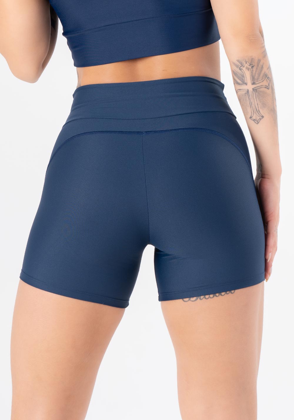 Short Fitness Azul Marinho Com Cadarço Básico Dlk