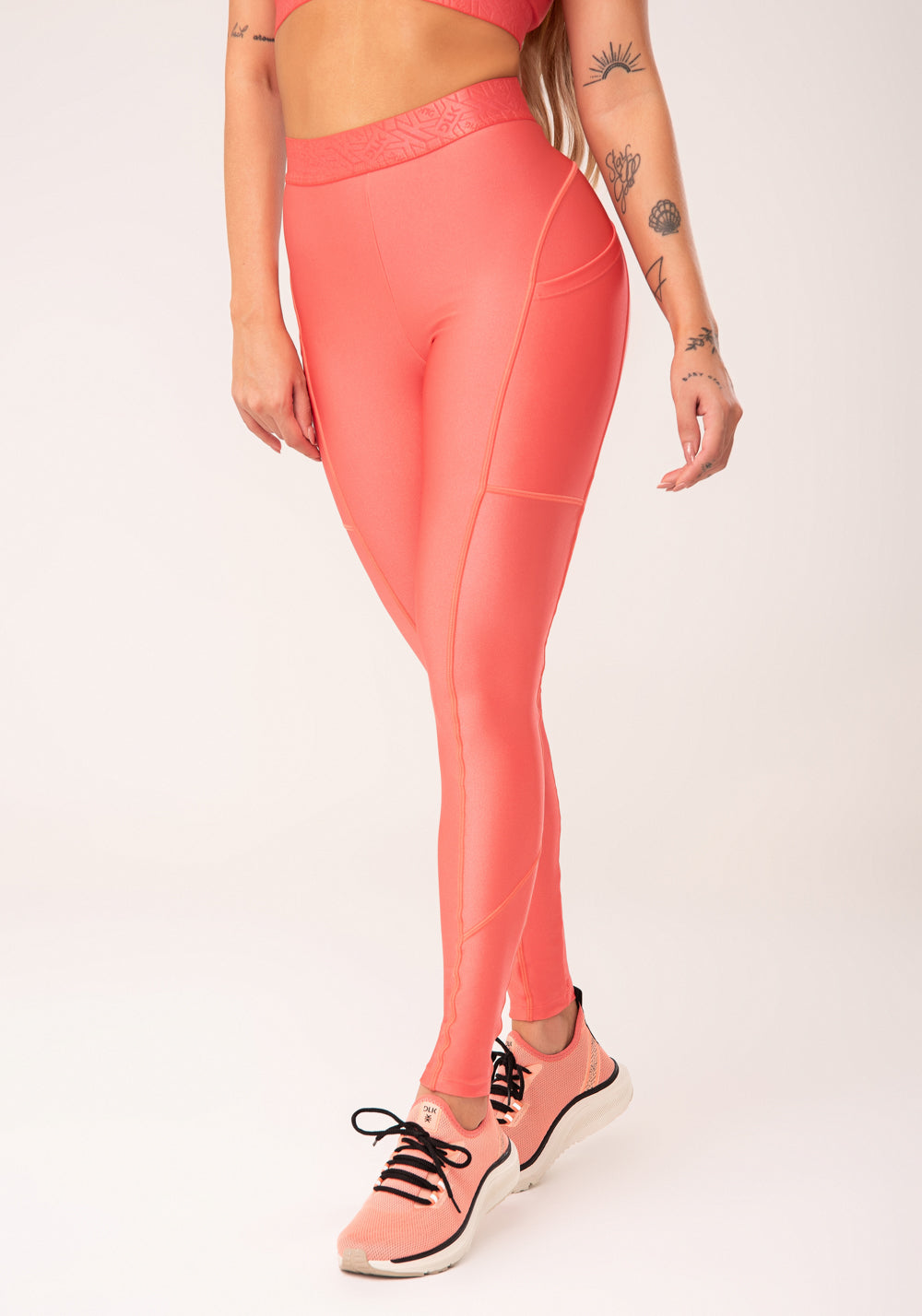 Legging Fitness Feminina Coral Com Bolsos Laterais E Elástico Flow Dlk
