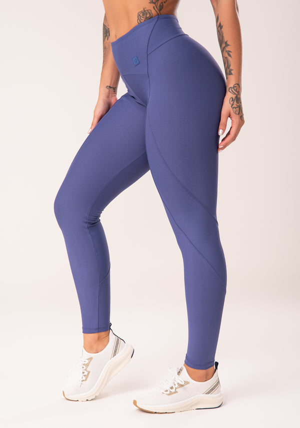Legging Fitness Feminina Azul Com Recortes E Pesponto Flow Dlk