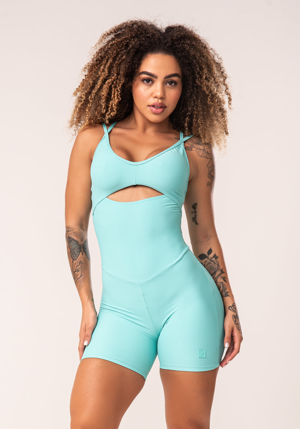 Macaquinho Fitness Feminino Verde Cut-out Com Decote Franzido Flow Dlk