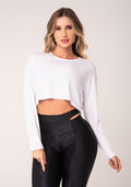 Cropped Branco Manga Longa Flow Dlk