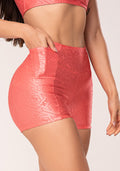 Short Fitness Feminino Coral Logomania Com Recortes E Bolsos Flow Dlk