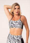 Top Fitness Feminino Com Bojo Estampado Animal Print Verde Neon Printed Dlk
