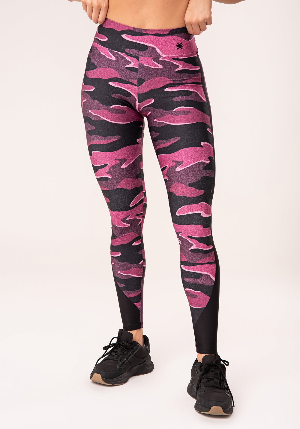 Legging Fitness Feminina Estampada Camuflado Rosa E Preto Printed Dlk