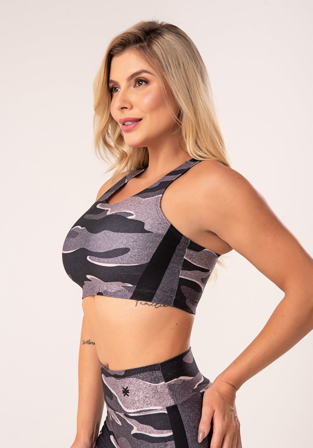 Top Fitness Feminino Nadador Estampado Camuflado Nude Printed Dlk