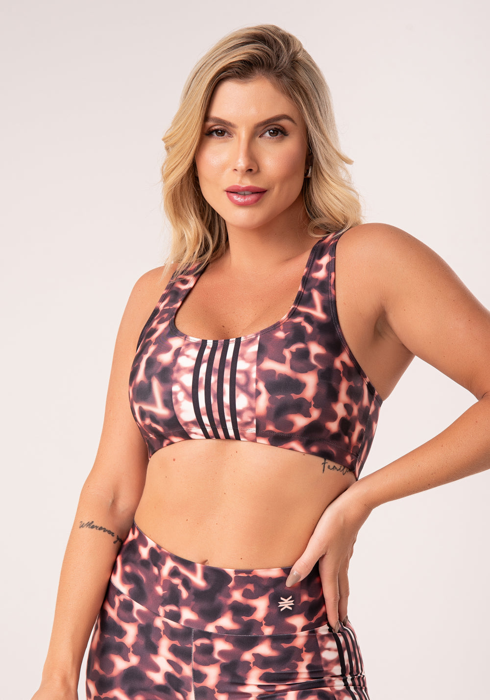 Top Fitness Feminino Estampado Casco De Tartaruga Marrom Printed Dlk