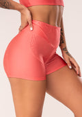 Short Fitness Feminino Coral Com Recortes Logomania Flow Dlk